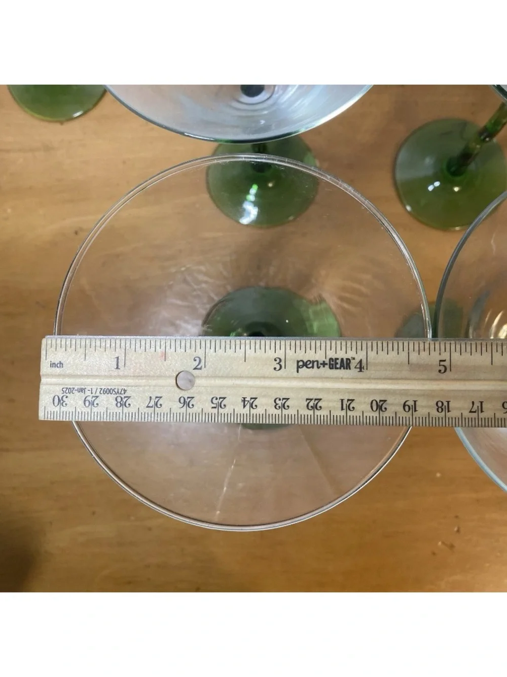 Libbey Courbe Martini Glasses Wavy Green Squiggly Stem Crooked Zig Zag Set Of 8